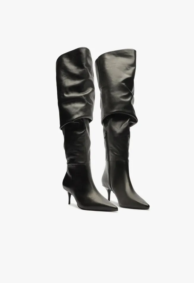 Schutz Shoes Boots Women Ashlee Mid Over The Knee Boot Black