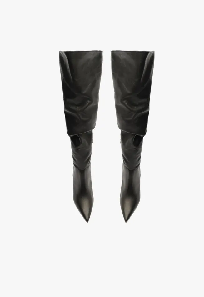 Schutz Shoes Boots Women Ashlee Mid Over The Knee Boot Black