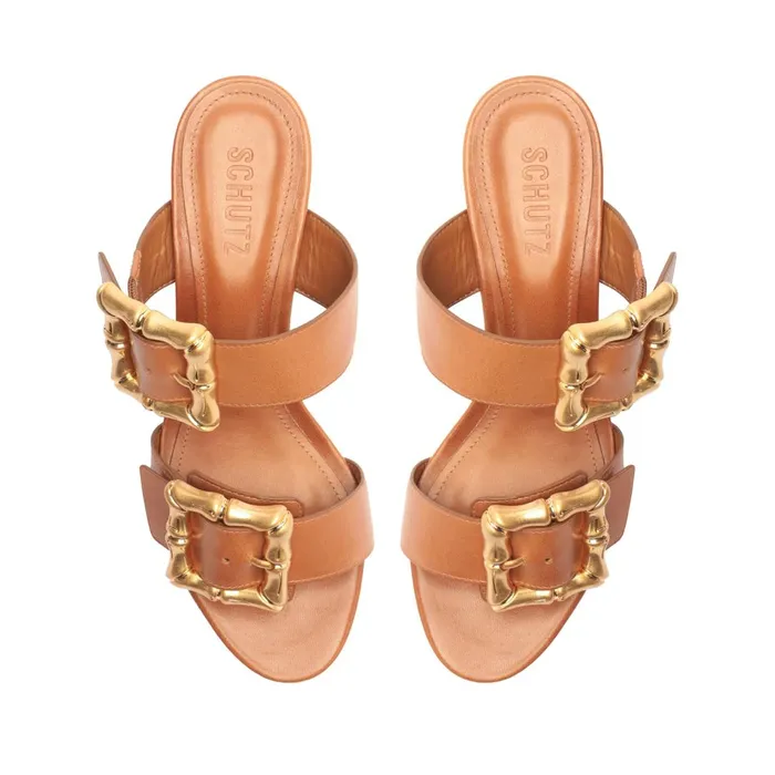 Schutz Shoes Enola Women Enola Mid Block Sandal New Wood