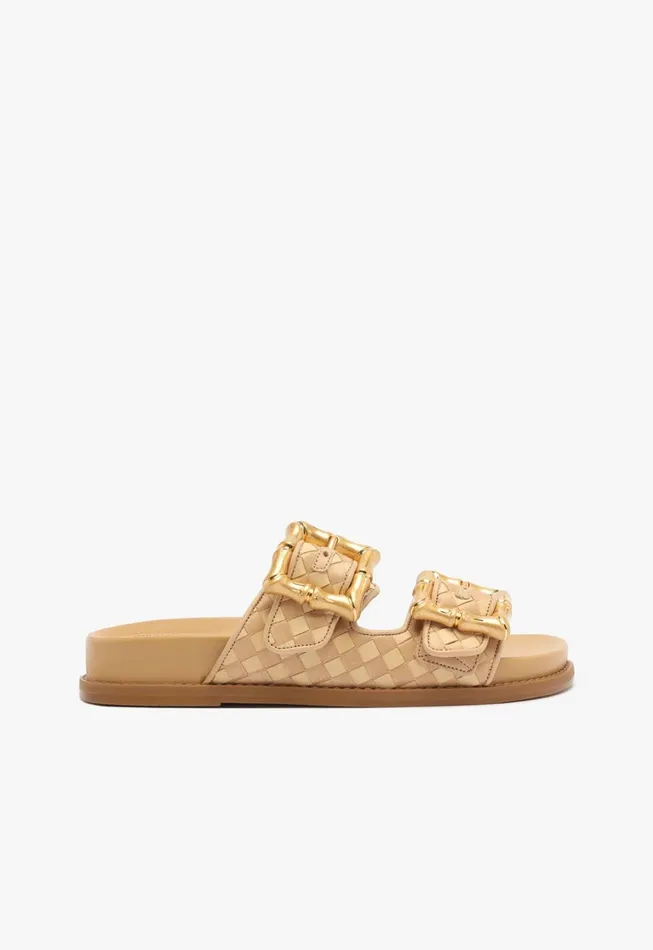 Schutz Shoes Enola Women Enola Sporty Woven Leather Sandal Beige