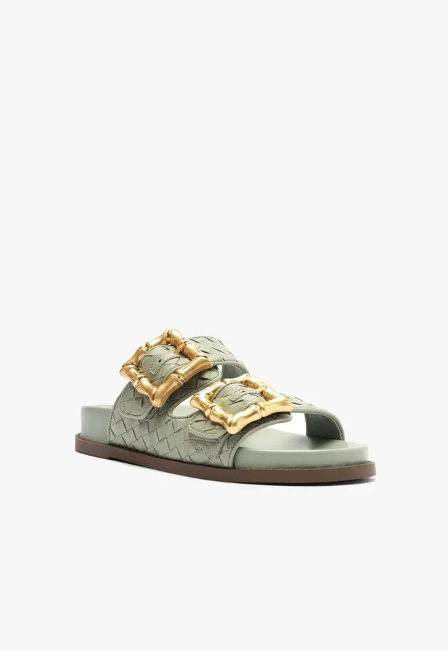 Schutz Shoes Enola Women Enola Sporty Woven Leather Sandal Green