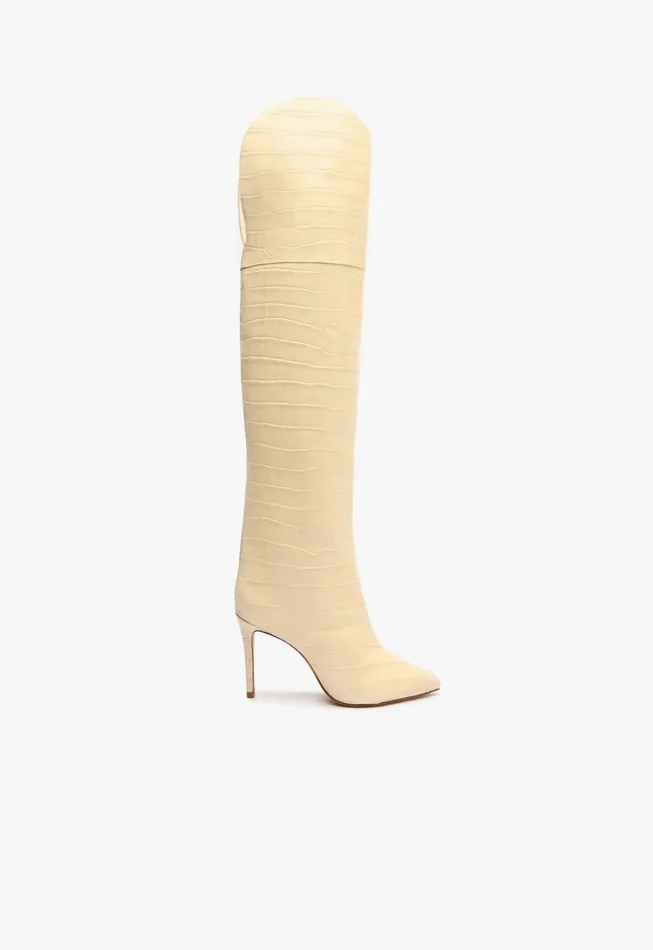Schutz Shoes Maryana Boots Women Maryana Over The Knee Leather Boot Eggshell