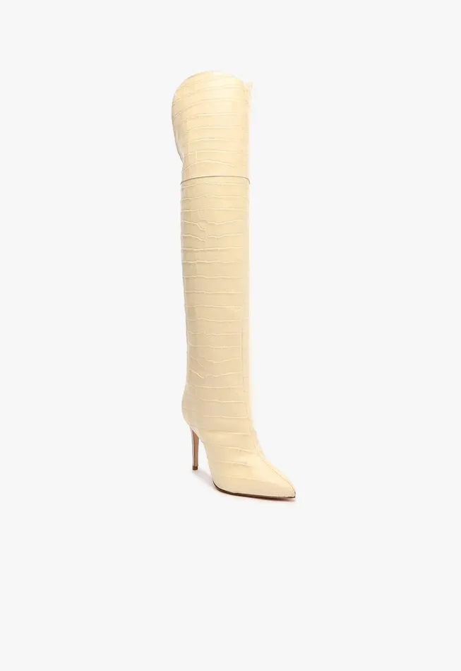 Schutz Shoes Maryana Boots Women Maryana Over The Knee Leather Boot Eggshell