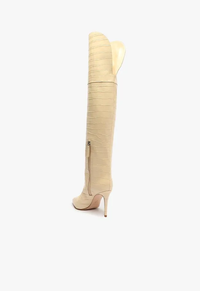 Schutz Shoes Maryana Boots Women Maryana Over The Knee Leather Boot Eggshell