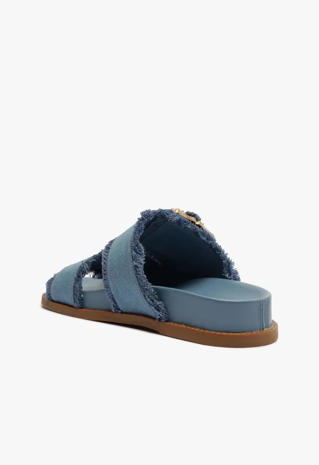 Schutz Shoes Mules Women Enola Sporty Denim Sandal Summer Jeans