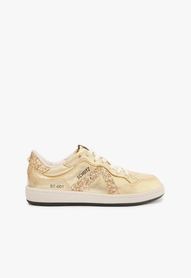 Schutz Shoes Sneakers Women St001 Leather Sneaker Gold