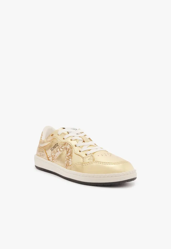 Schutz Shoes Sneakers Women St001 Leather Sneaker Gold