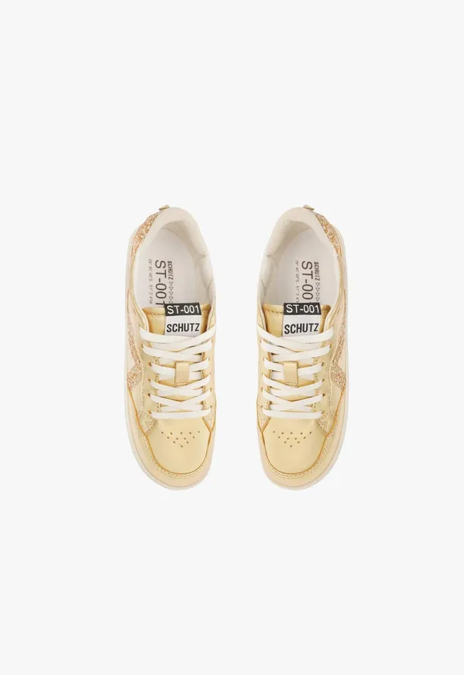 Schutz Shoes Sneakers Women St001 Leather Sneaker Gold