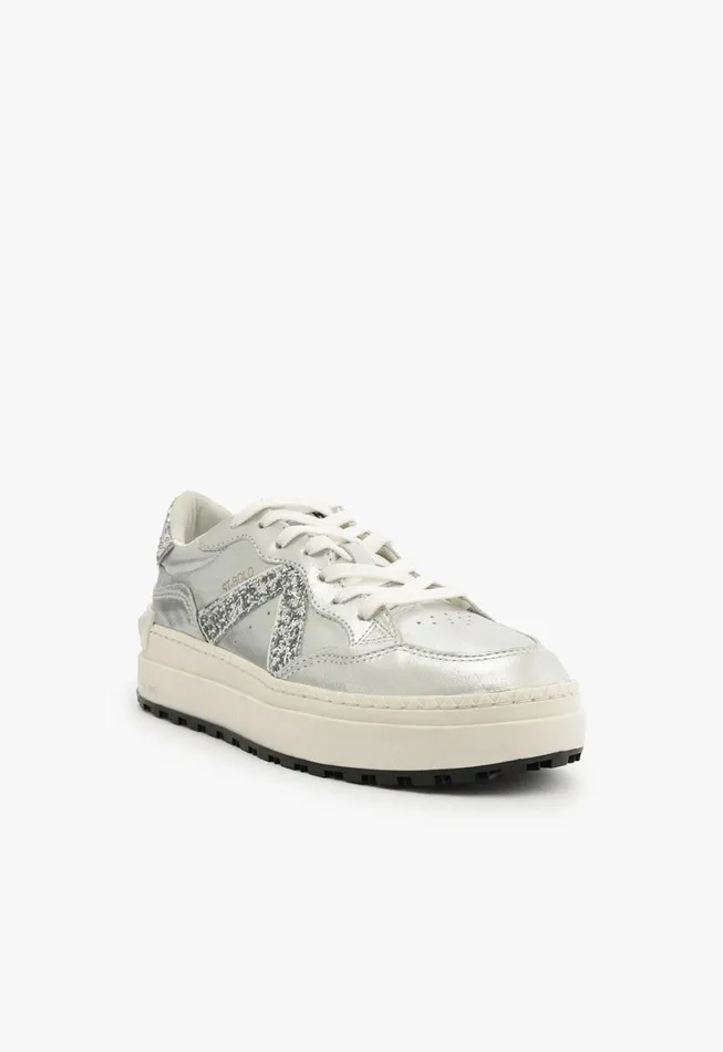Schutz Shoes Sneakers Women StBold Leather Sneaker Silver