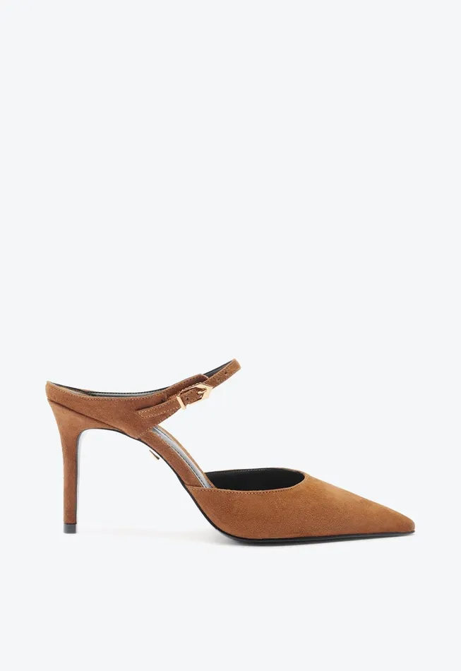 Schutz Shoes Women Laura Mule Suede Pump Caramel