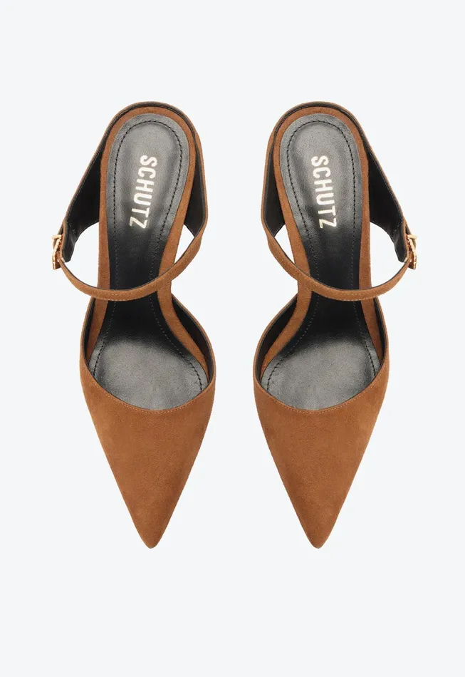 Schutz Shoes Women Laura Mule Suede Pump Caramel Schutz Shoes Women Laura Mule Suede Pump Caramel
