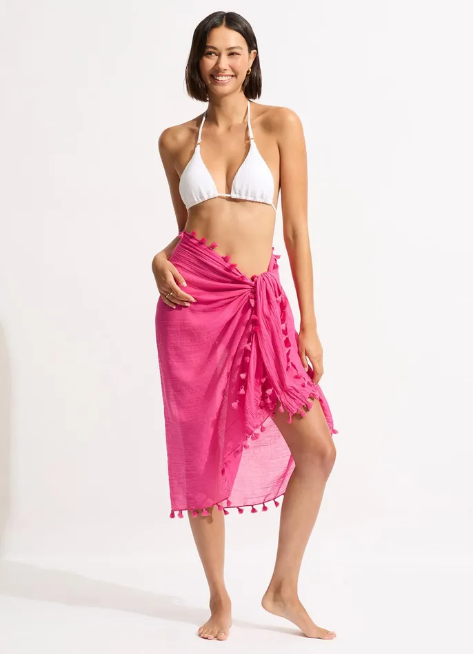Seafolly Cotton Gauze Sarong 8211 Fuchsia Rose Women Skirts and Sarongs