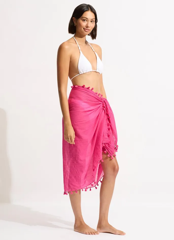 Seafolly Cotton Gauze Sarong 8211 Fuchsia Rose Women Skirts and Sarongs Seafolly Cotton Gauze Sarong 8211 Fuchsia Rose Women Skirts and Sarongs