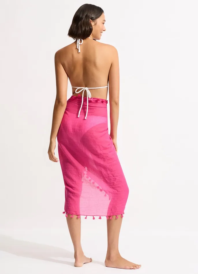 Seafolly Cotton Gauze Sarong 8211 Fuchsia Rose Women Skirts and Sarongs Seafolly Cotton Gauze Sarong 8211 Fuchsia Rose Women Skirts and Sarongs