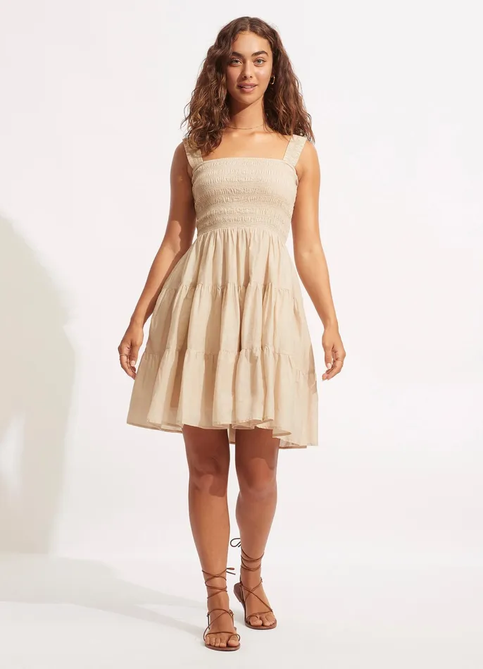 Seafolly Faithful Mini Dress 8211 Natural Women Beach Dresses