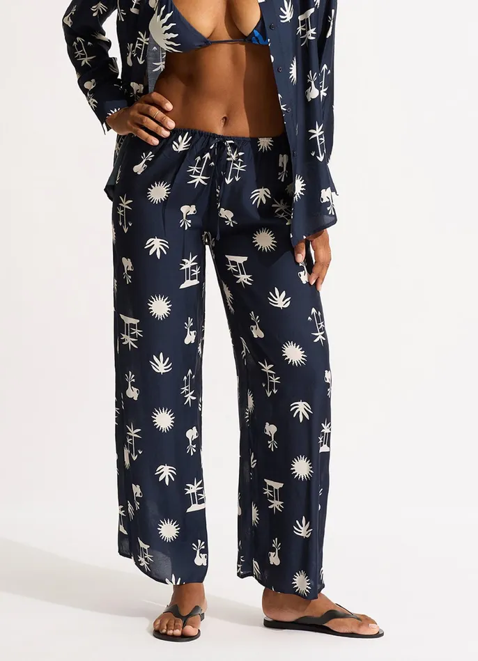 Seafolly La Palma Silk Pant 8211 True Navy Women Pants and Shorts Seafolly La Palma Silk Pant 8211 True Navy Women Pants and Shorts