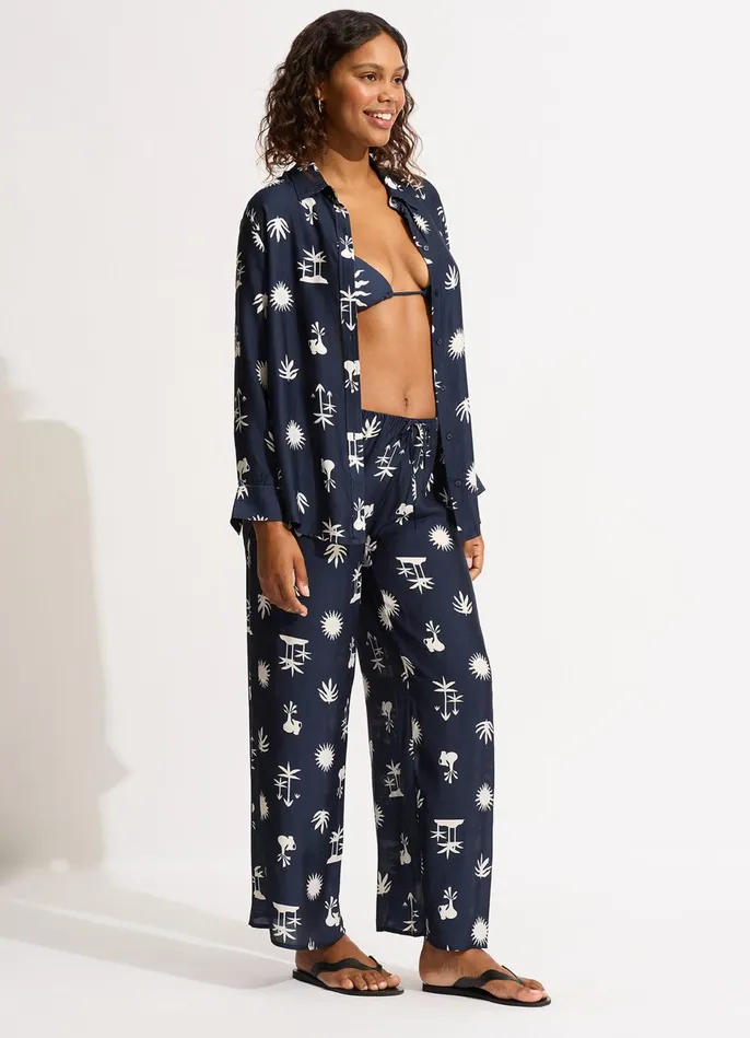 Seafolly La Palma Silk Pant 8211 True Navy Women Pants and Shorts Seafolly La Palma Silk Pant 8211 True Navy Women Pants and Shorts