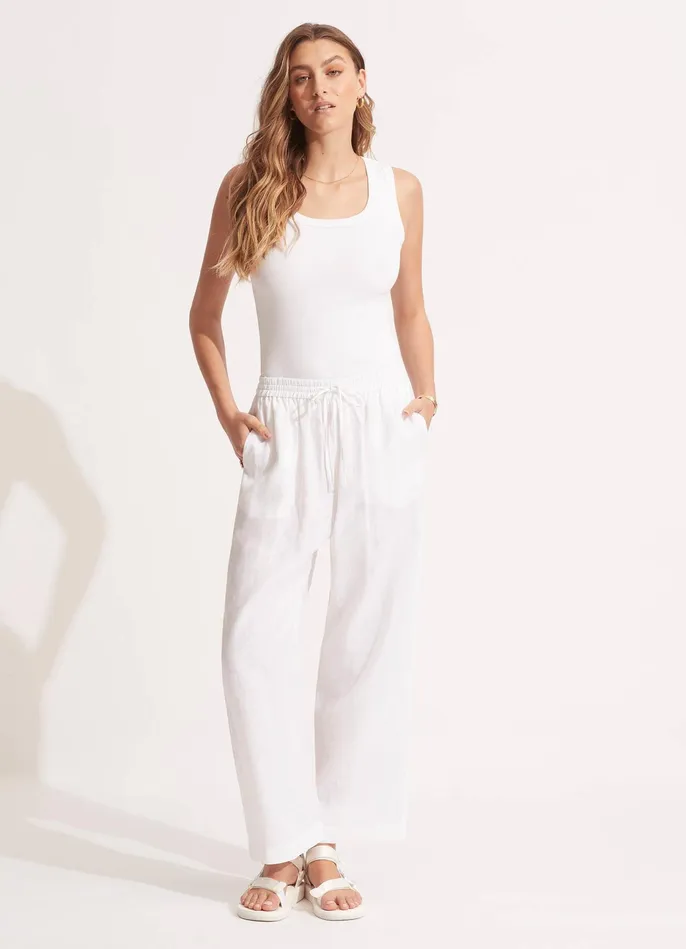 Seafolly Linen Pant 8211 White Women Pants and Shorts