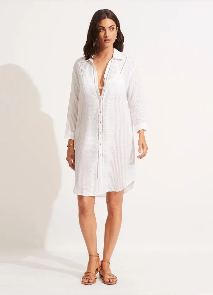 Seafolly Longshore Cover Up 8211 White Women Beach Dresses