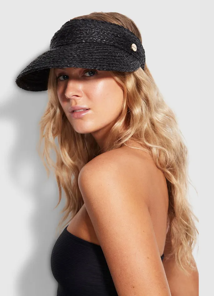 Seafolly Raffia Visor 8211 Black Women Beach Hats