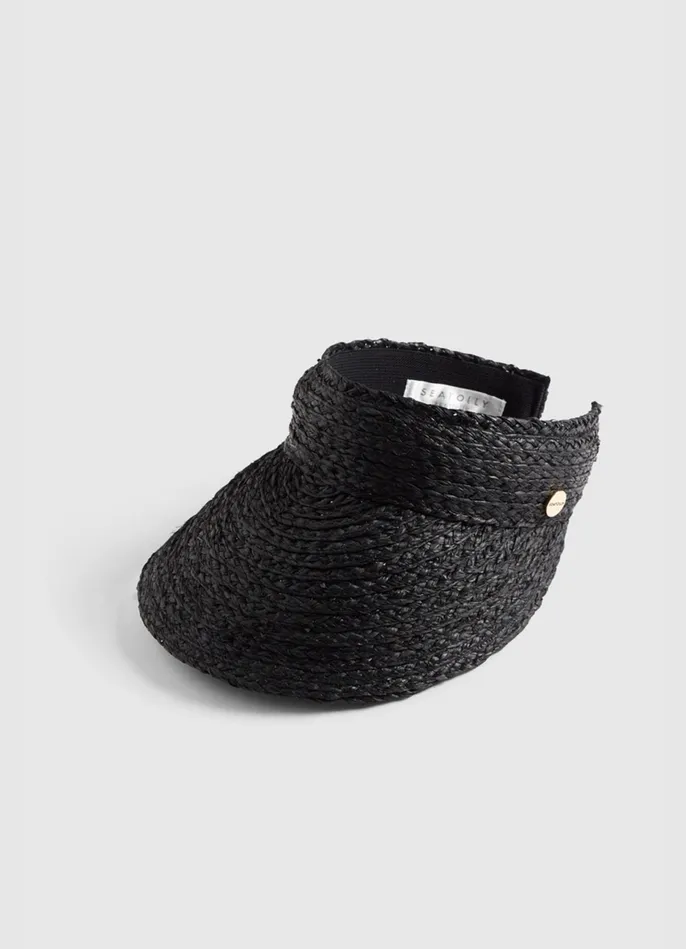 Seafolly Raffia Visor 8211 Black Women Beach Hats Seafolly Raffia Visor 8211 Black Women Beach Hats