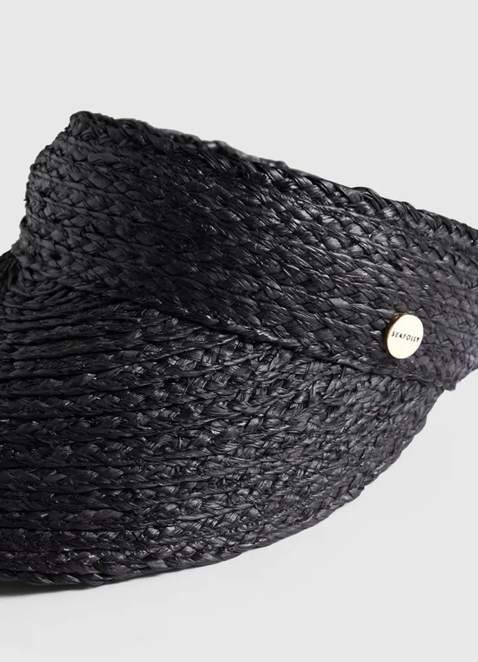 Seafolly Raffia Visor 8211 Black Women Beach Hats Seafolly Raffia Visor 8211 Black Women Beach Hats
