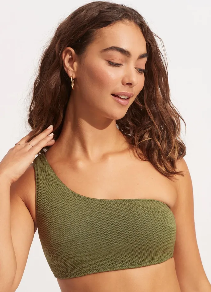 Seafolly Sea Dive One Shoulder Top 8211 Khaki Women Bandeau