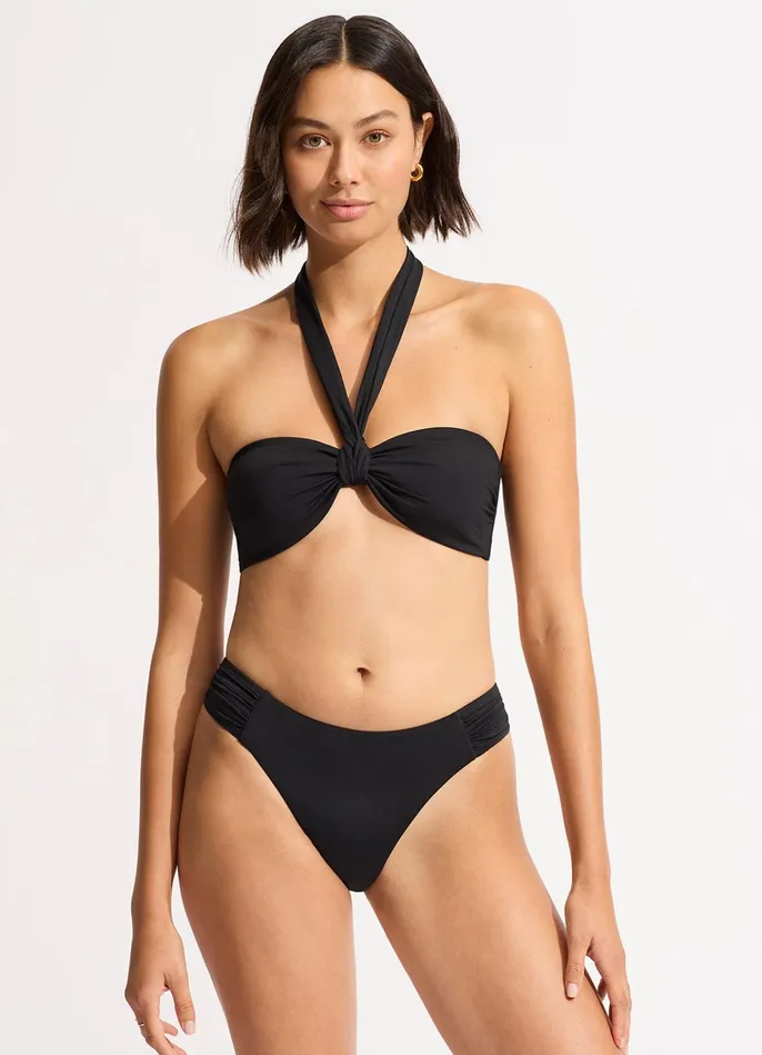 Seafolly Seafolly Collective High Leg Ruched Side Bikini Bottom 8211 Black Women More Coverage