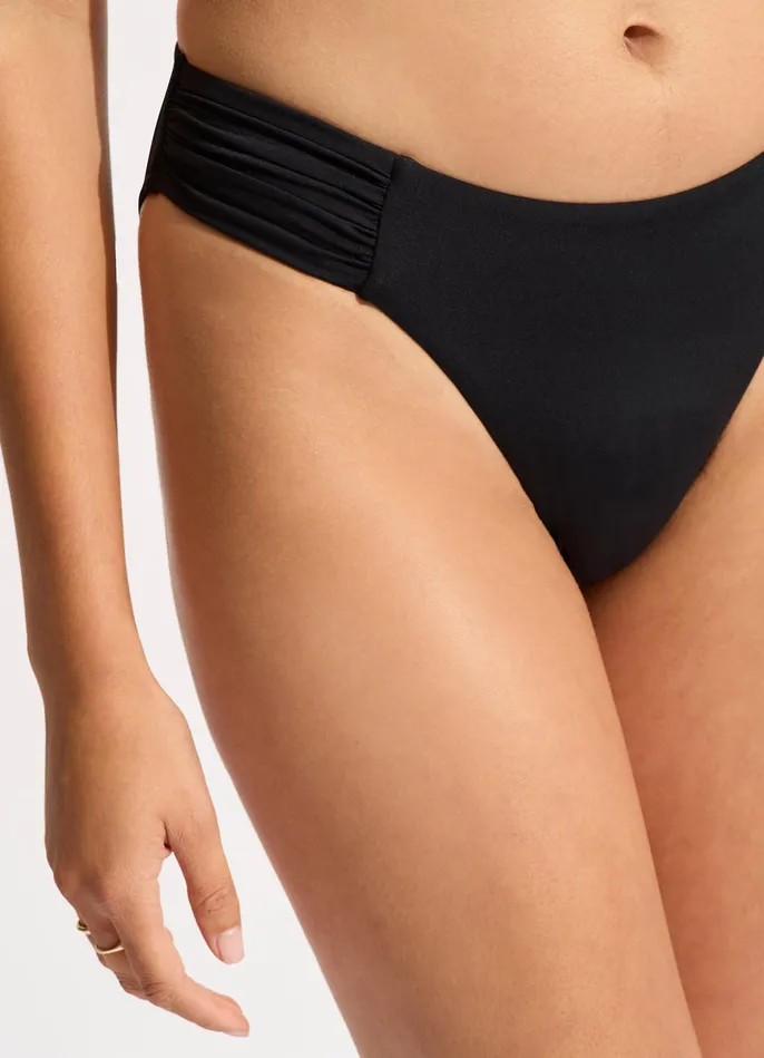 Seafolly Seafolly Collective High Leg Ruched Side Bikini Bottom 8211 Black Women More Coverage Seafolly Seafolly Collective High Leg Ruched Side Bikini Bottom 8211 Black Women More Coverage