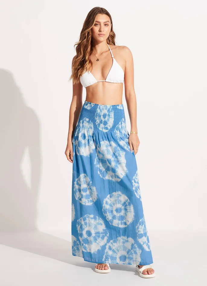 Seafolly Tie Dye Maxi SkirtDress 8211 Azure Women Beach Dresses