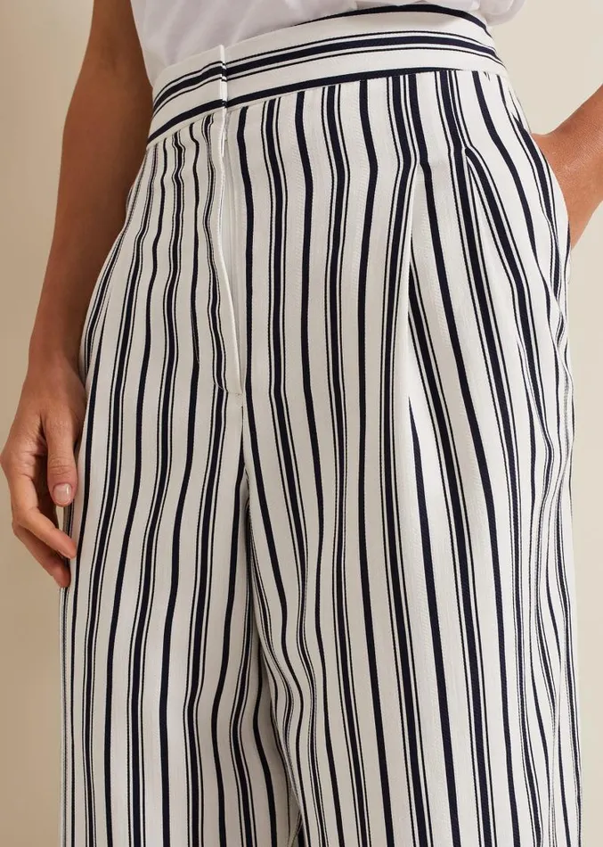 Selene Striped Wide Leg Suit Trousers Navyivory Women Phase Eight Trousers