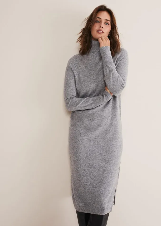 Seline Wool Cashmere Dress Mid Grey Women Phase Eight Dresses