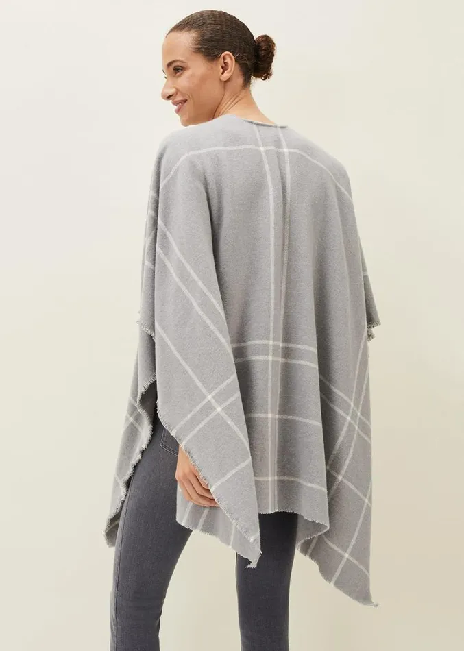 Shauna Check Cape Grey Women Phase Eight Scarves