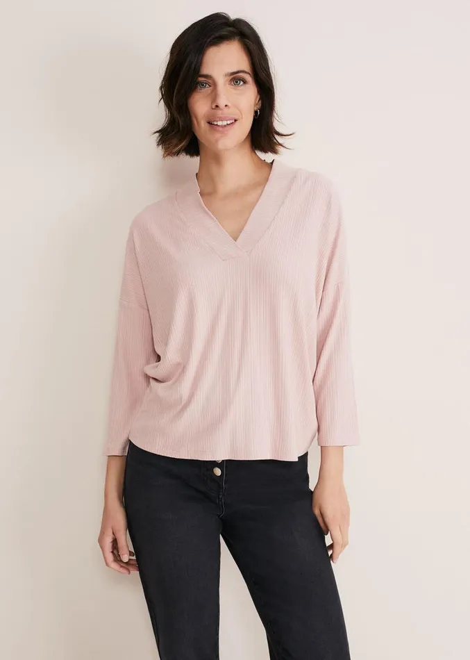 Shellie Textured V Neck Top Dusty Rose Women Phase Eight Tops and TShirts