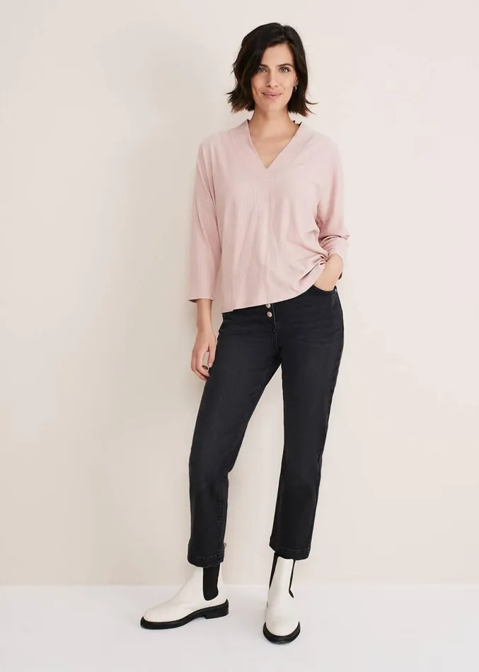 Shellie Textured V Neck Top Dusty Rose Women Phase Eight Tops and TShirts