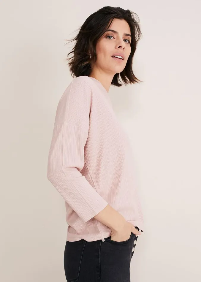 Shellie Textured V Neck Top Dusty Rose Women Phase Eight Tops and TShirts