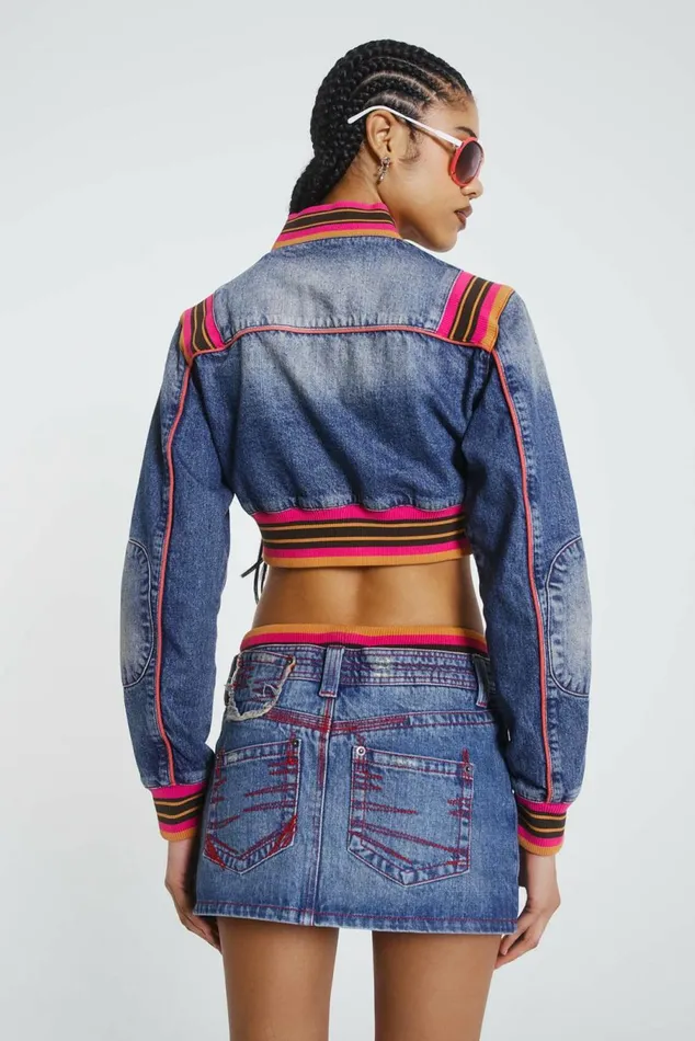 Sherbet Cropped Denim Jacket Dust Black Women Jaded London Denim Jackets Sherbet Cropped Denim Jacket Dust Black Women Jaded London Denim Jackets