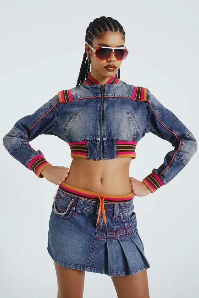 Sherbet Cropped Denim Jacket Dust Black Women Jaded London Denim Jackets Sherbet Cropped Denim Jacket Dust Black Women Jaded London Denim Jackets