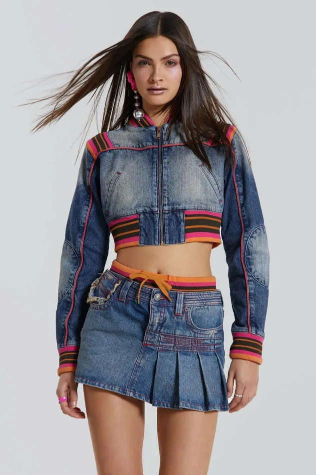 Sherbet Cropped Denim Jacket Dust Black Women Jaded London Denim Jackets Sherbet Cropped Denim Jacket Dust Black Women Jaded London Denim Jackets