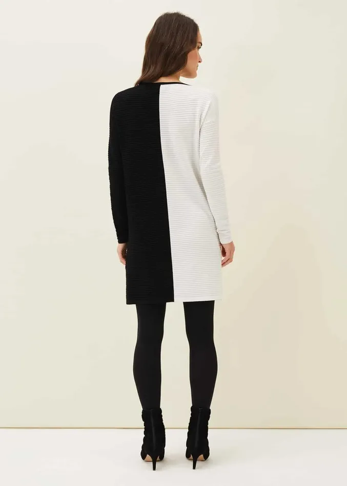 Sherrie Ribbed Colourblock Knit Tunic Dress Blackivory Women Phase Eight Knitwear Sherrie Ribbed Colourblock Knit Tunic Dress Blackivory Women Phase Eight Knitwear
