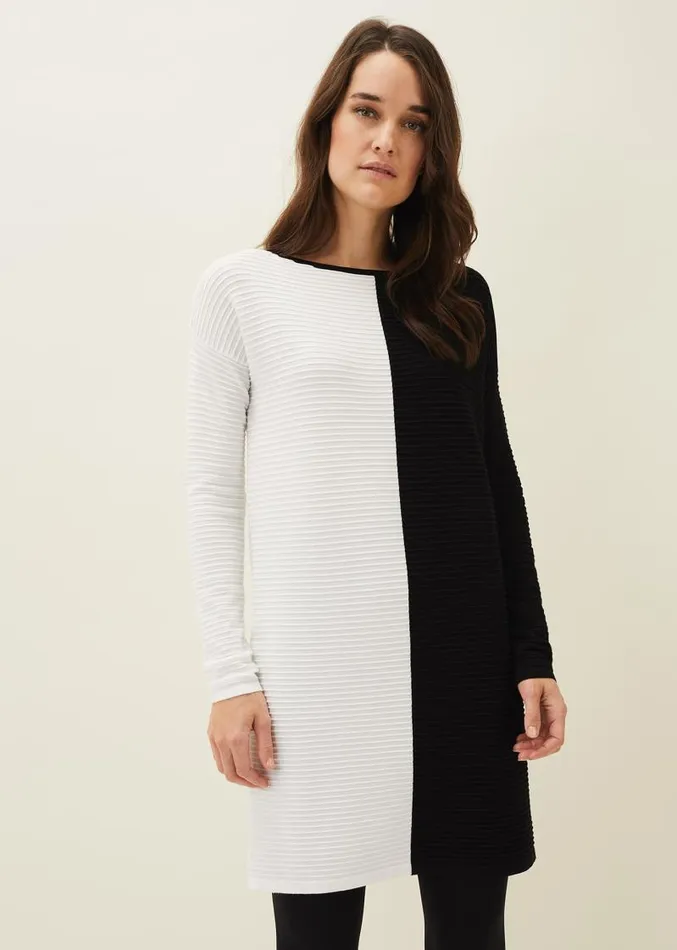 Sherrie Ribbed Colourblock Knit Tunic Dress Blackivory Women Phase Eight Knitwear Sherrie Ribbed Colourblock Knit Tunic Dress Blackivory Women Phase Eight Knitwear