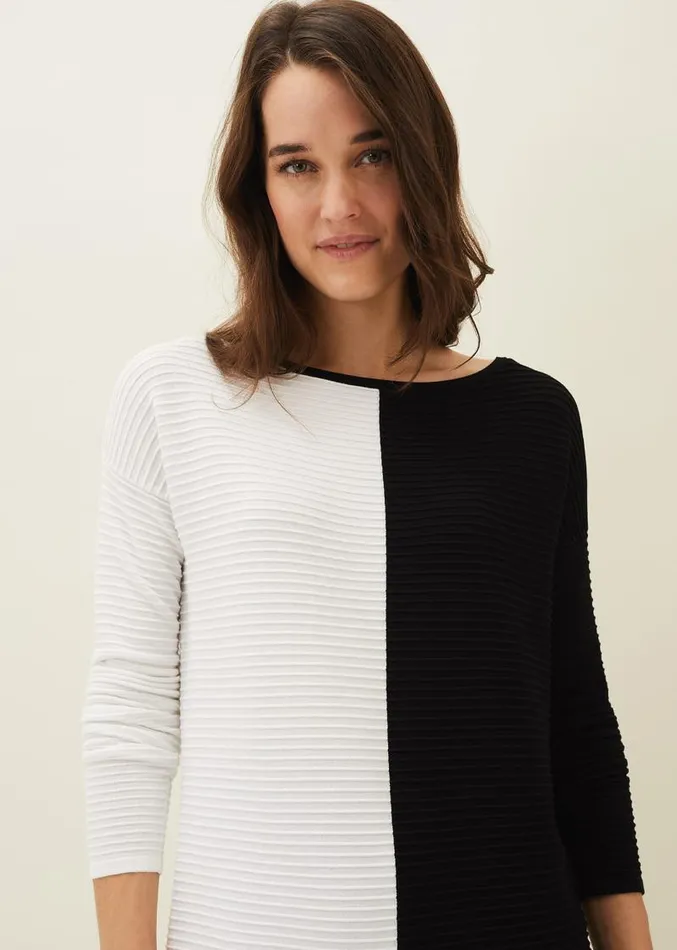 Sherrie Ribbed Colourblock Knit Tunic Dress Blackivory Women Phase Eight Knitwear Sherrie Ribbed Colourblock Knit Tunic Dress Blackivory Women Phase Eight Knitwear