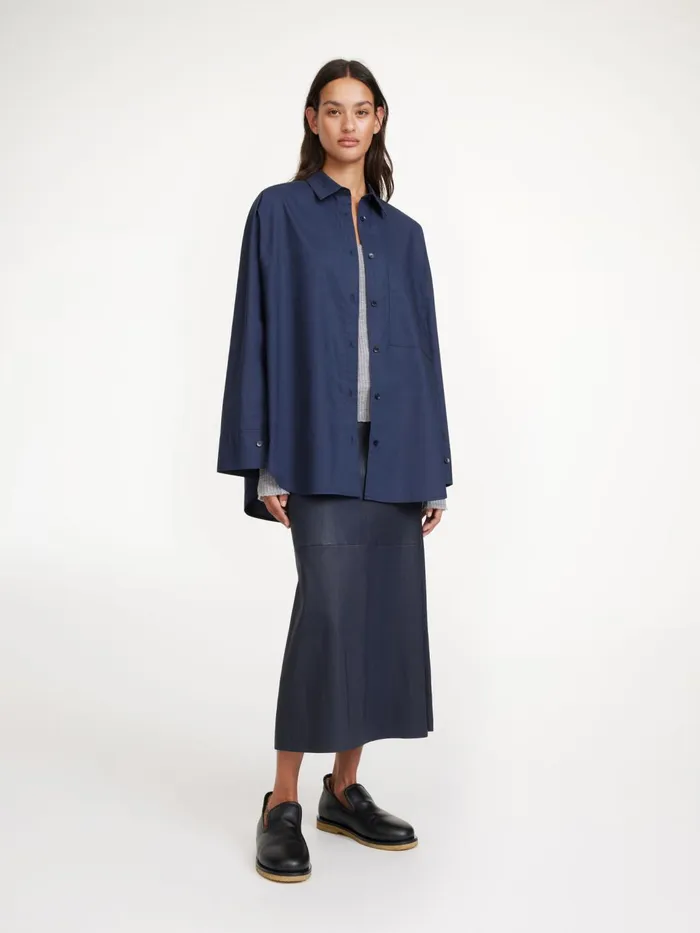 Shirts Women By Malene Birger Derris Organic Cotton Shirt Navy Blazer