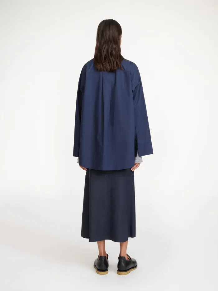 Shirts Women By Malene Birger Derris Organic Cotton Shirt Navy Blazer