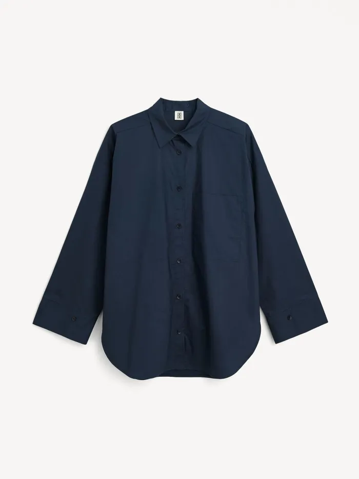Shirts Women By Malene Birger Derris Organic Cotton Shirt Navy Blazer