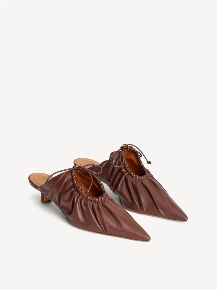 Shoes Women By Malene Birger Masey Leather Mules Dark Mahogany