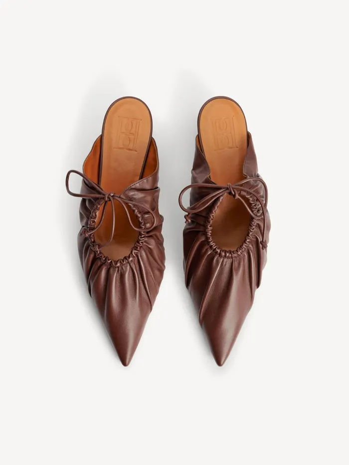 Shoes Women By Malene Birger Masey Leather Mules Dark Mahogany