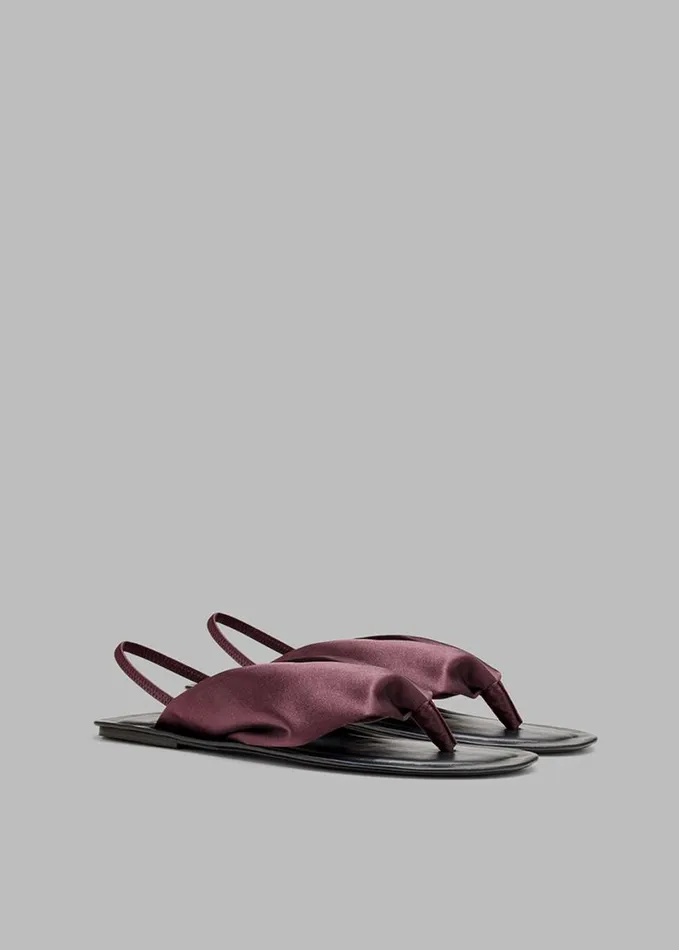 Shoes Women The Frankie Shop Loulou Studio Zila Slingback Flat Sandals 8211 Midnight Bordeaux