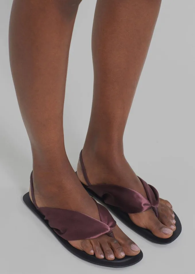 Shoes Women The Frankie Shop Loulou Studio Zila Slingback Flat Sandals 8211 Midnight Bordeaux