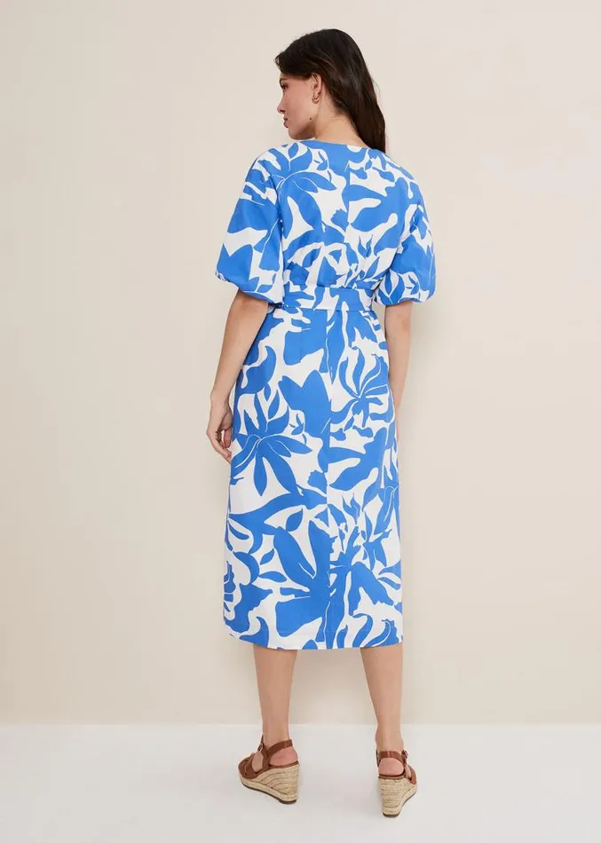 Sienna Cotton Two Colour Midi Dress Blueivory Women Phase Eight Dresses